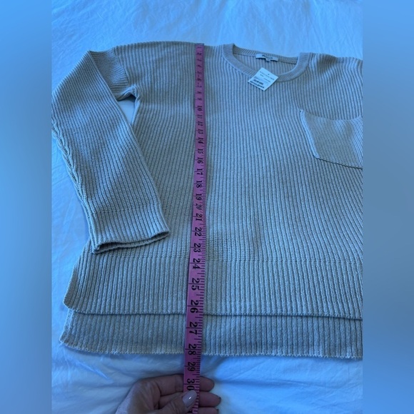 Madewell | Thompson Pocket Pullover Sweater Beige Knit SZ Large NWT - Picture 7 of 9